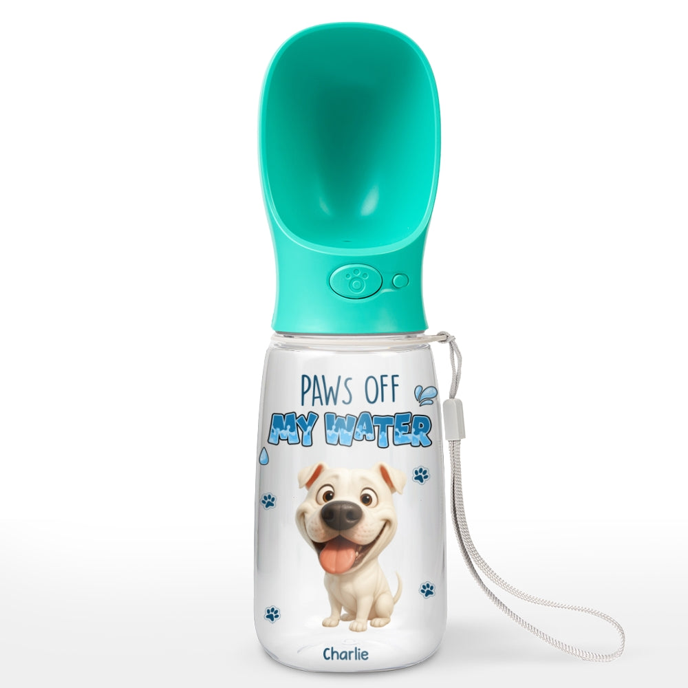 Paws Off My Water Ver Pet - Personalized Pet Water Bottle With Drinking Feeder