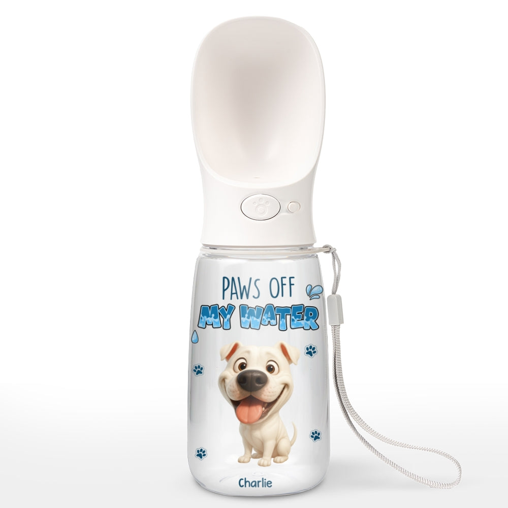 Paws Off My Water Ver Pet - Personalized Pet Water Bottle With Drinking Feeder