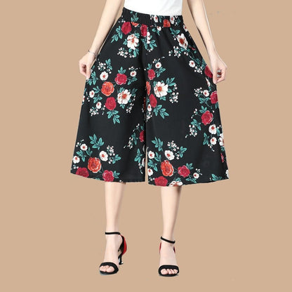 🔥Hot Sale-50% OFF🔥Women's High Elastic Waist Pleated Chiffon Wide Leg Culottes