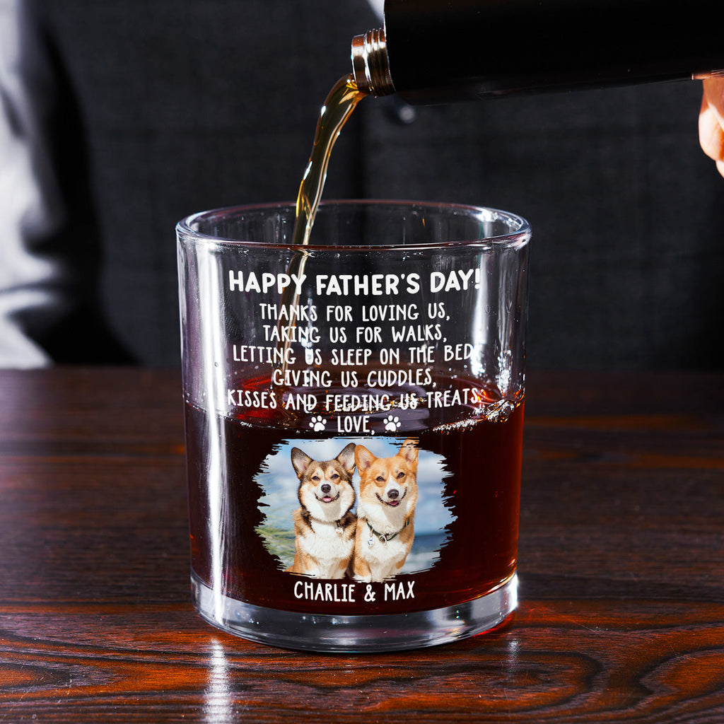 Thanks For Loving Me Dad Photo - Personalized Whiskey Glass