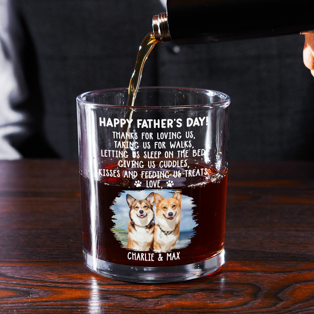 Thanks For Loving Me Dad Photo - Personalized Whiskey Glass