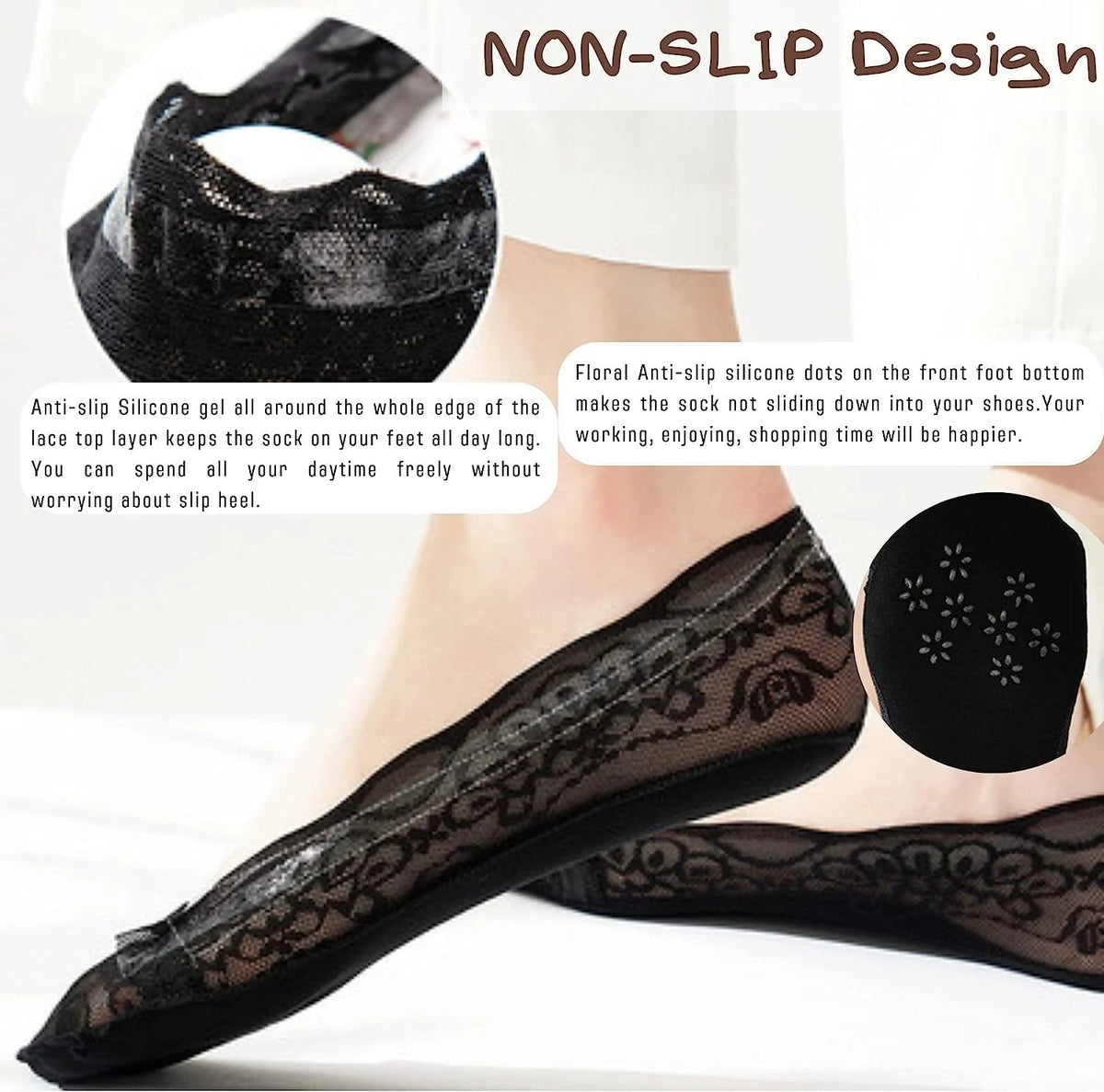 (🎁2024 Hot Sale🎁)🧦 Lace No Show Liner Socks for Women