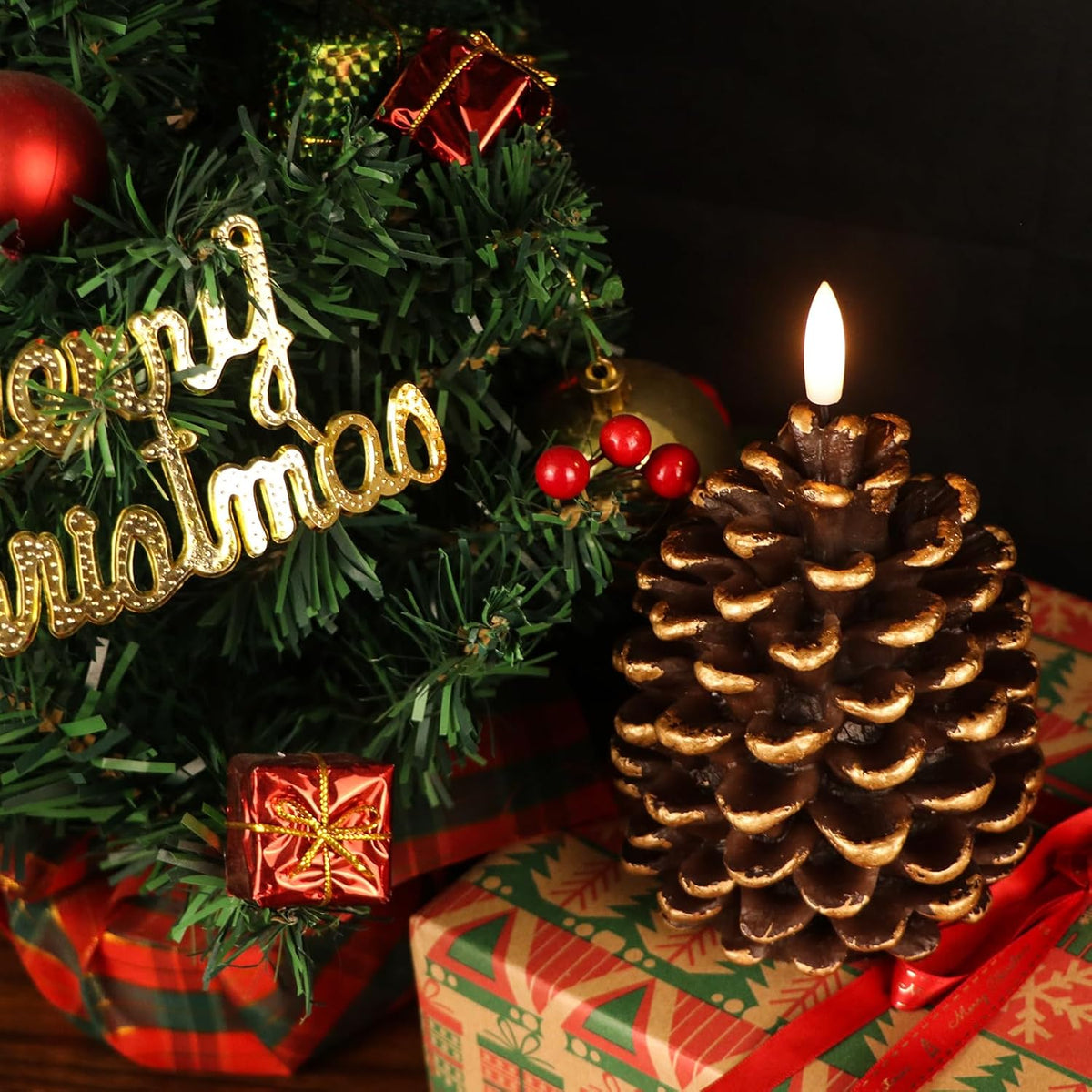 ⛄Christmas Special Sale🔥Flameless Pinecone Candles Battery Operated