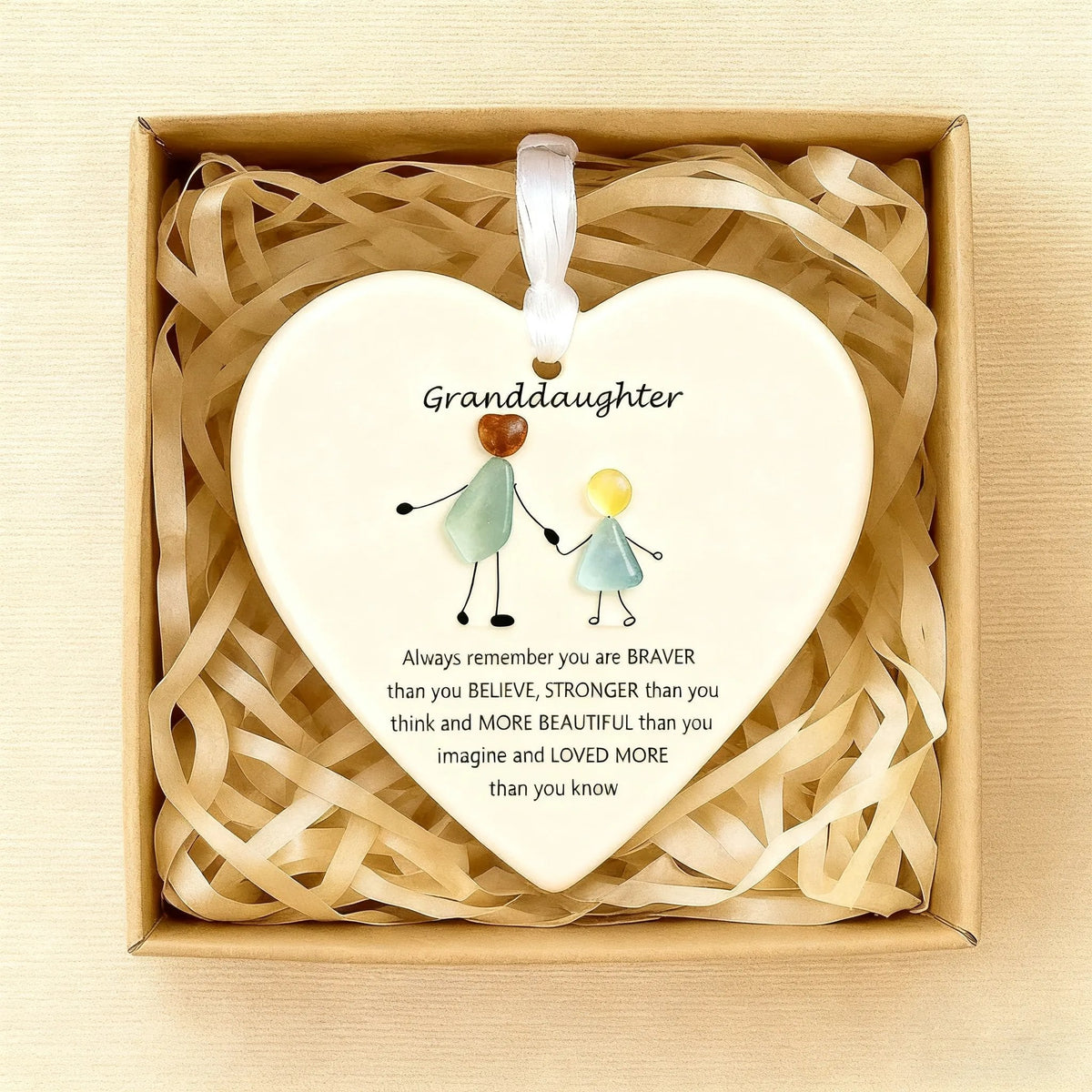 🌊✨Heart-Shaped Sea Glass Ornament🎁Friendship, Grandchildren & Timeless Bonds