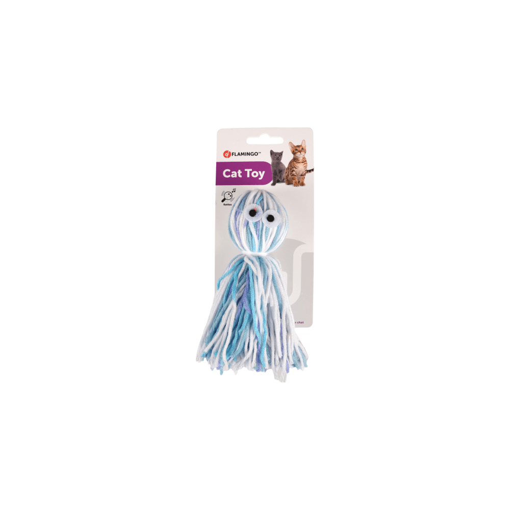 Flamingo Cat Toy Yarn Squid Multi 15cm
