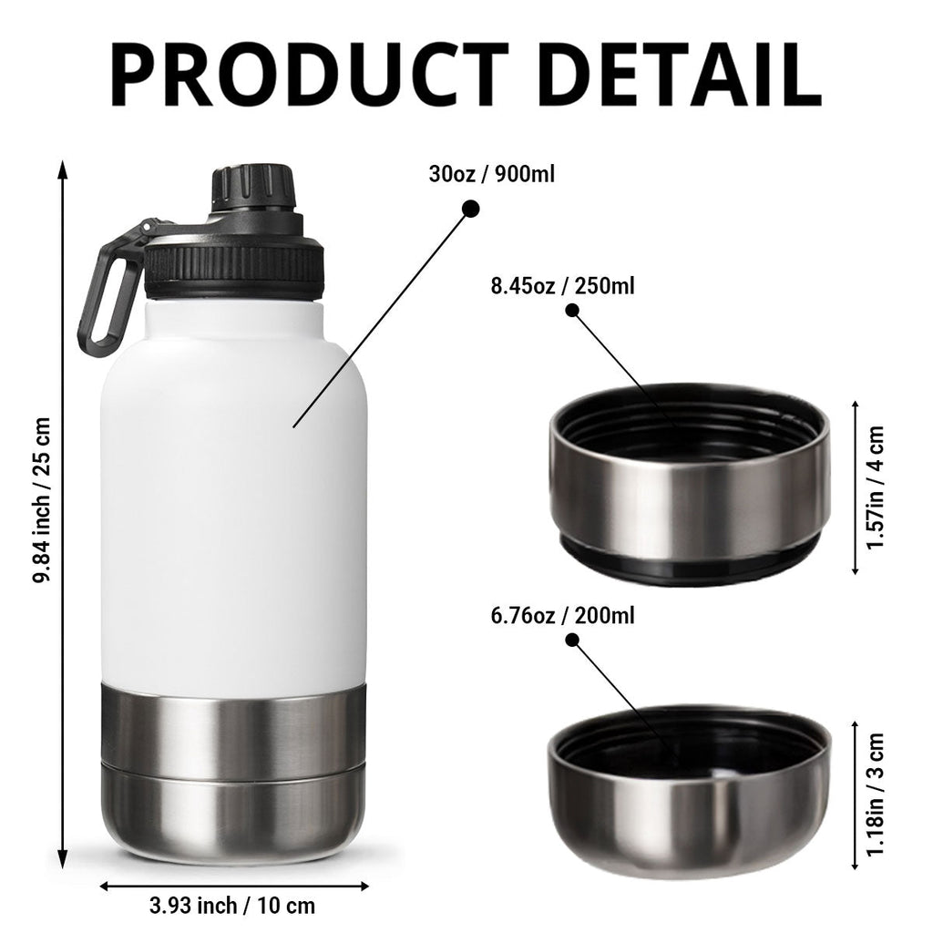 Admit It - Personalized 3D Inflated Effect 30oz Water Bottle With Pet Bowl