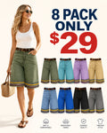 ⏰ ⚡8 Pack for $29⚡Women’s Printed Hem Denim Bermuda Shorts