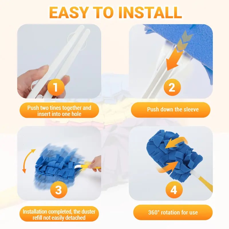 ⏰Last Day 60% OFF✨ 360° Electrostatic Duster Refills with Duster handles — The Sustainable Choice for a Dust-Free Home