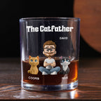 The Catfather Cartoon - Personalized Whiskey Glass