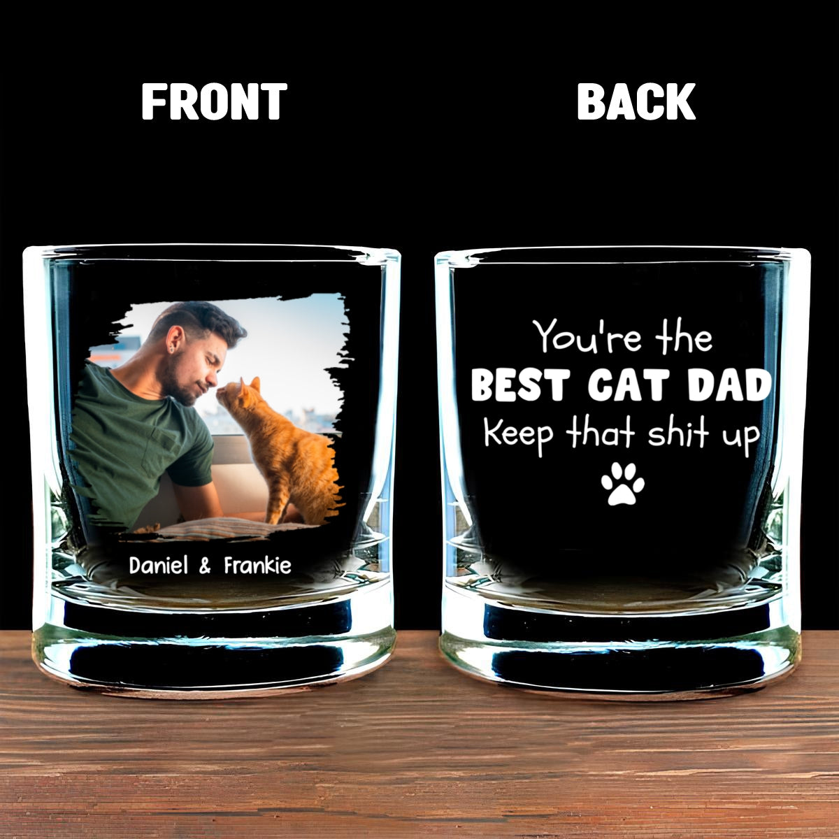Keep That Shit Up Cat Photo Ver - Personalized Whiskey Glass