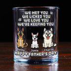 Pixel Dog Sitting Woof Dad - Personalized Whiskey Glass