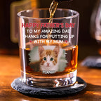 Putting Up With Cat Mom Mum Photo - Personalized Whiskey Glass