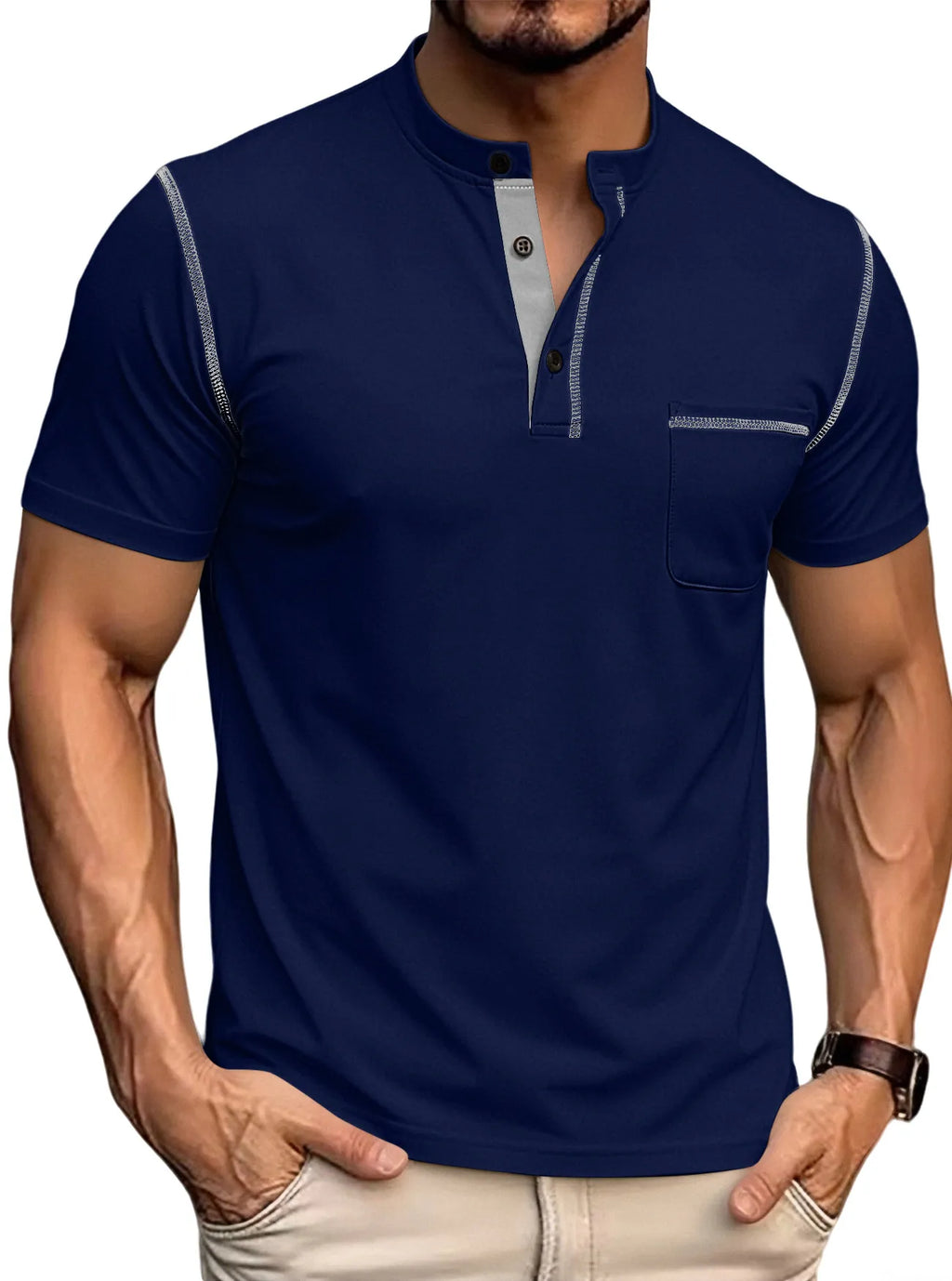 Seasonal Clearance Sale ⚡10 for Just 29.99 Men's Casual Short-Sleeve Henley Pocket T-Shirt