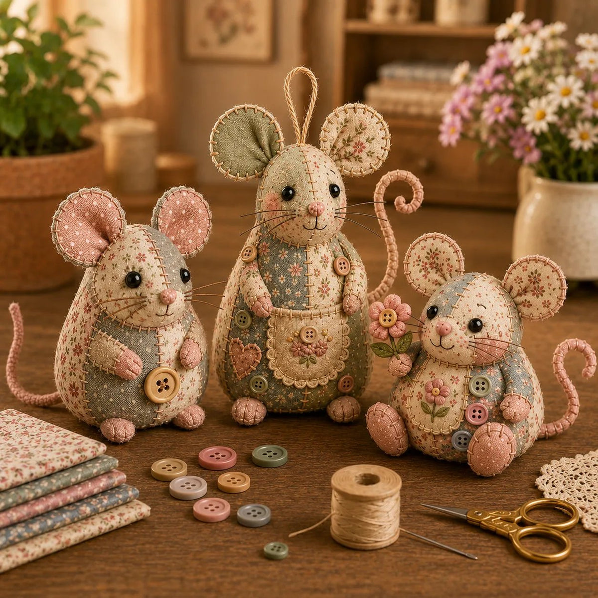 ⏳LIMITED TIME SALE 50% OFF🐭🧵Handcrafted Vintage Mouse Plush Sewing Kit