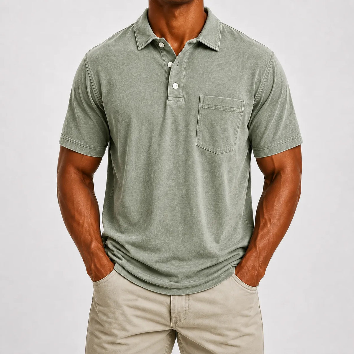 Limited Deal 8-Pack Men's Washed Cotton Blend Pocket Polo Shirts, Lightweight Breathable 3-Button Relaxed Fit