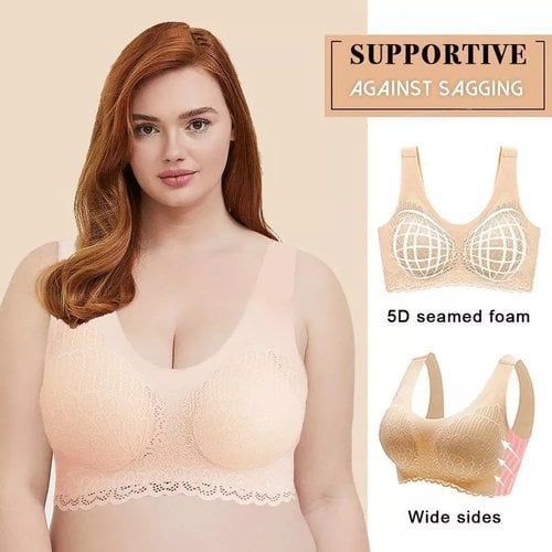 🌷💥Buy 1 Get 1 Free🔥Latex 4.0 Graceful Anti-saggy Breathable Lace Plus-size Bra