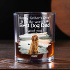 Woof Best Dog Dad Ever Photo - Personalized Whiskey Glass