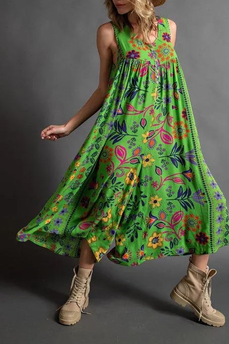🔥HOT SALE💃Vintage Print Loose Sleeveless Jumpsuit