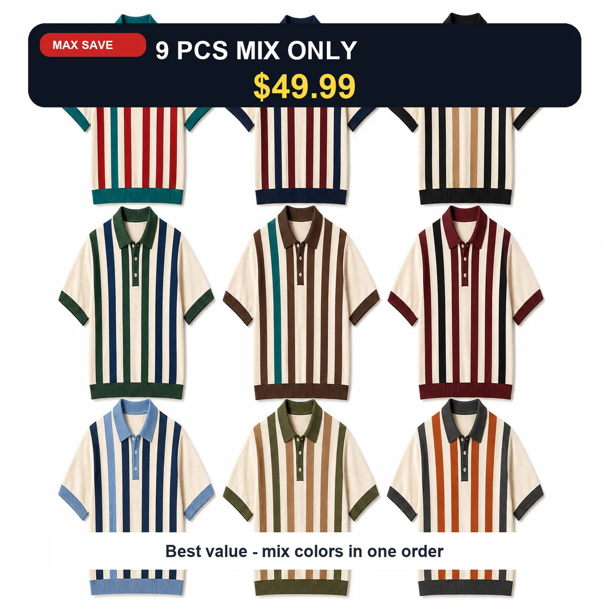 🔥CLEARANCE SALE🔥 Retro Stripe Knit Polo Shirt