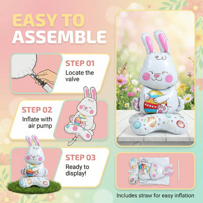🎁EASTER SALE – £5.99!!🐰🎉Giant 3D Standing Bunny Balloon Self-Supporting Festive Cheer