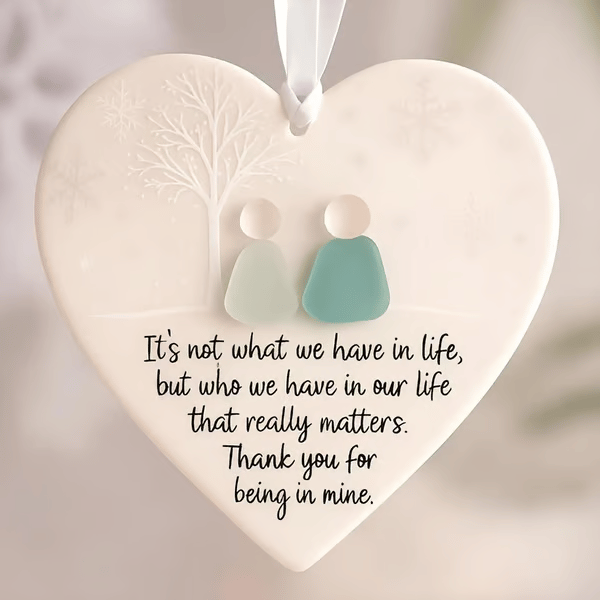 🌊✨Heart-Shaped Sea Glass Ornament🎁Friendship, Grandchildren & Timeless Bonds