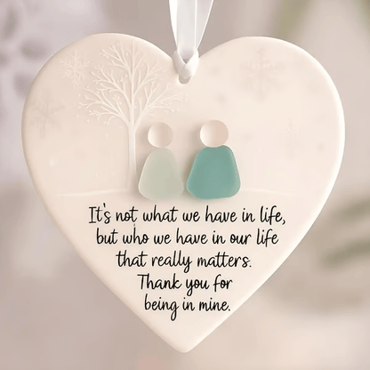 🌊✨Heart-Shaped Sea Glass Ornament🎁Friendship, Grandchildren & Timeless Bonds