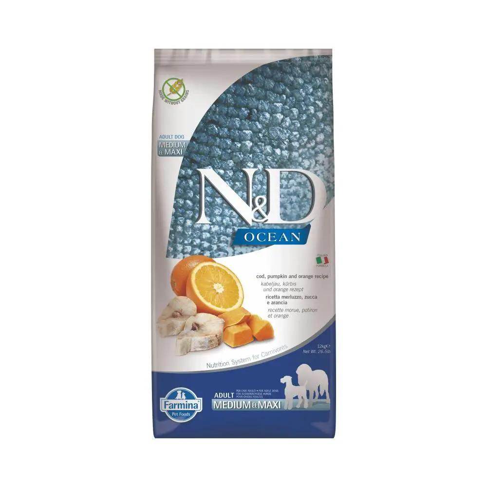 Farmina N&D Ocean Adult Med/Max Breed Cod. Pumpkin & Orange Dry Dog Food 12kg