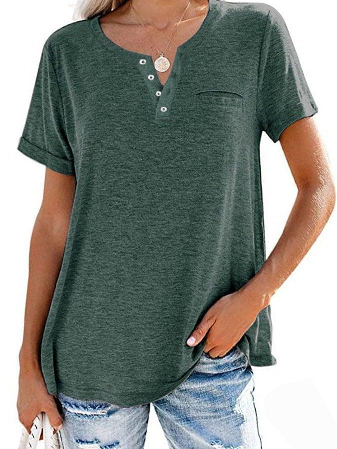 ✨BUY 2 FREE SHIPPING✨Fashion Solid Color Pocket Short Sleeve T-Shirt
