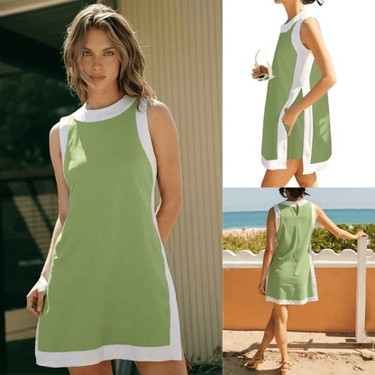 ⏰Hot Sale 50% OFF🔥Women's Casual Color Block Sleeveless Tops Matching Shorts with Pockets