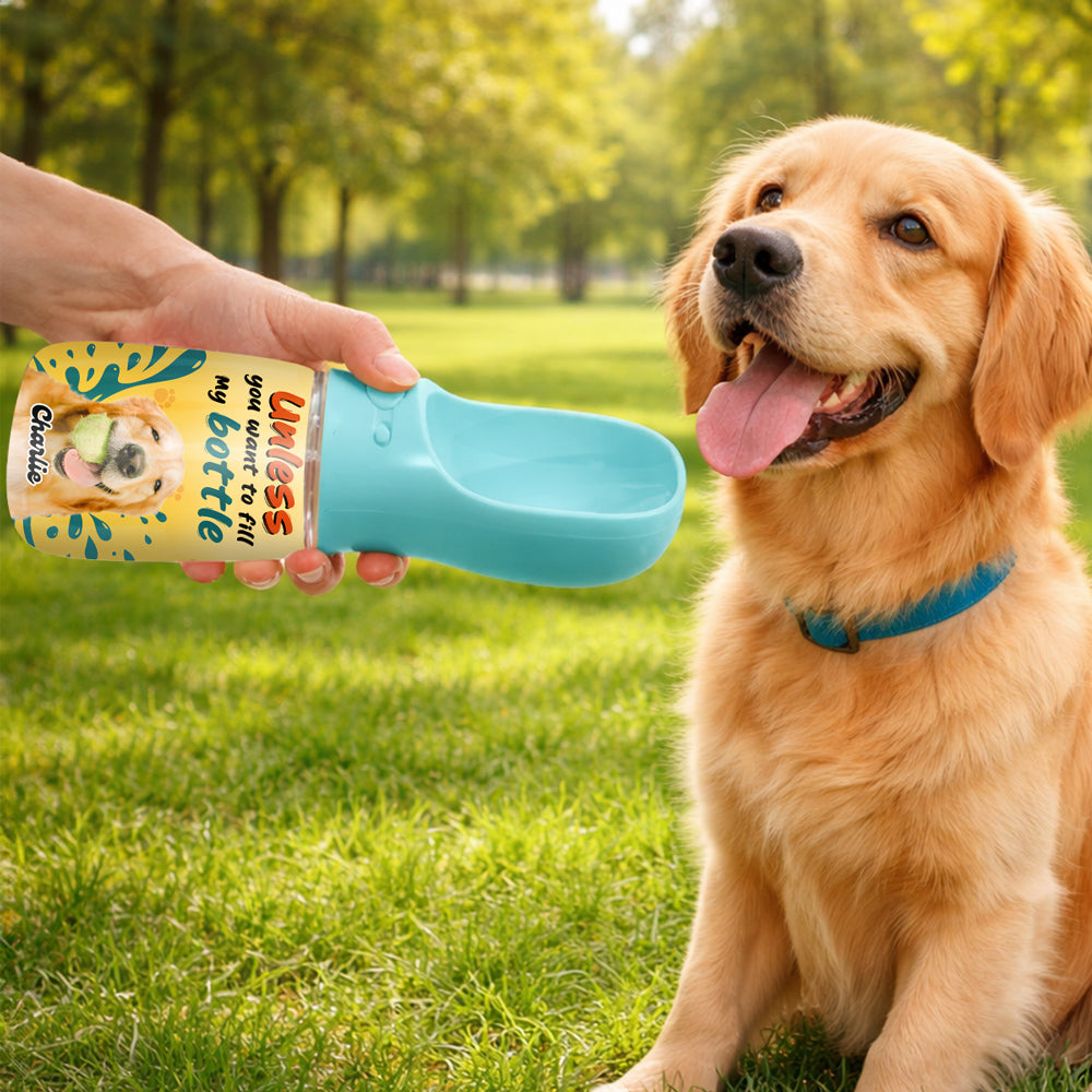 Go Away Photo - Personalized Pet Water Bottle With Drinking Feeder