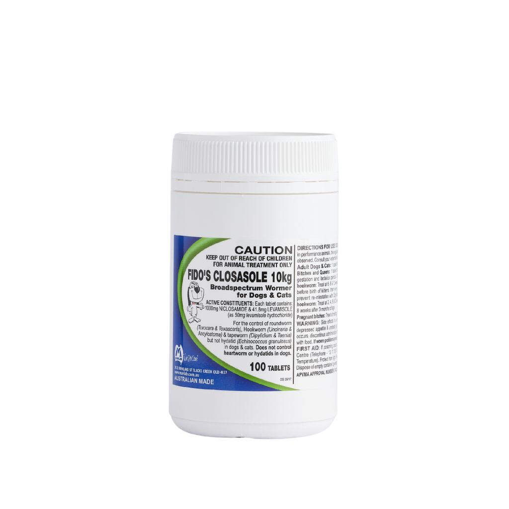 Fido's Closasole Tablets Broad spectrum Wormer for Dogs & Cats