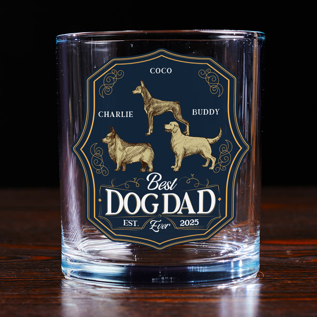 Dog Dad Est - Personalized Engraved Whiskey Glass