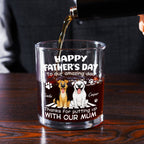 Putting Up With Funny Dad Ver Cartoon - Personalized Whiskey Glass