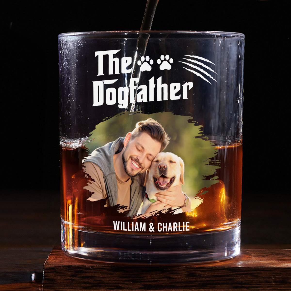 The Father Of Dog Photo - Personalized Whiskey Glass