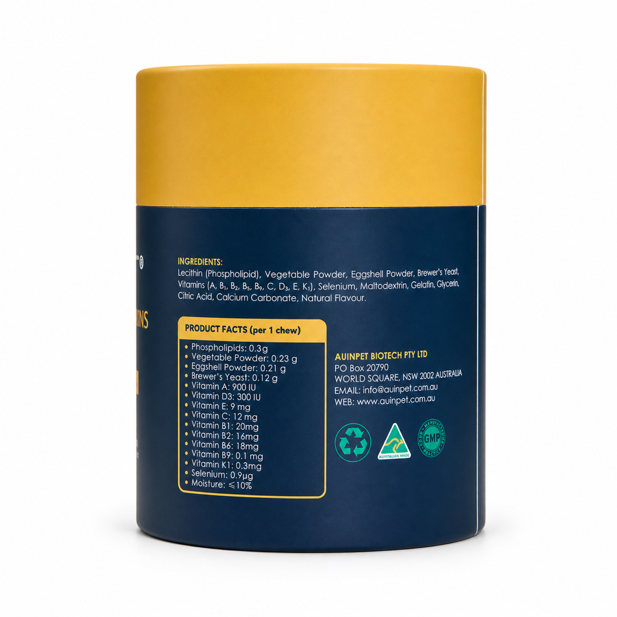 Auinpet Gold+Multi-Vitamins Complete Care Chews for Pets