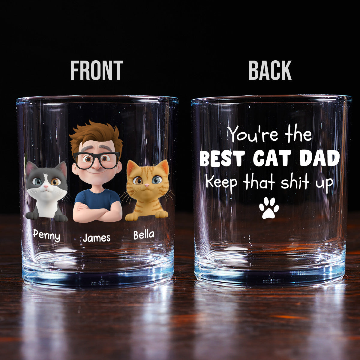 Keep That Shit Up Cat Ver - Personalized Whiskey Glass