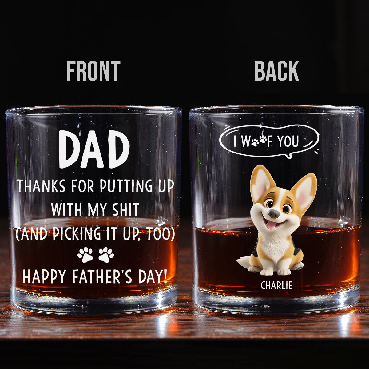 We Woof You With Love - Personalized Whiskey Glass