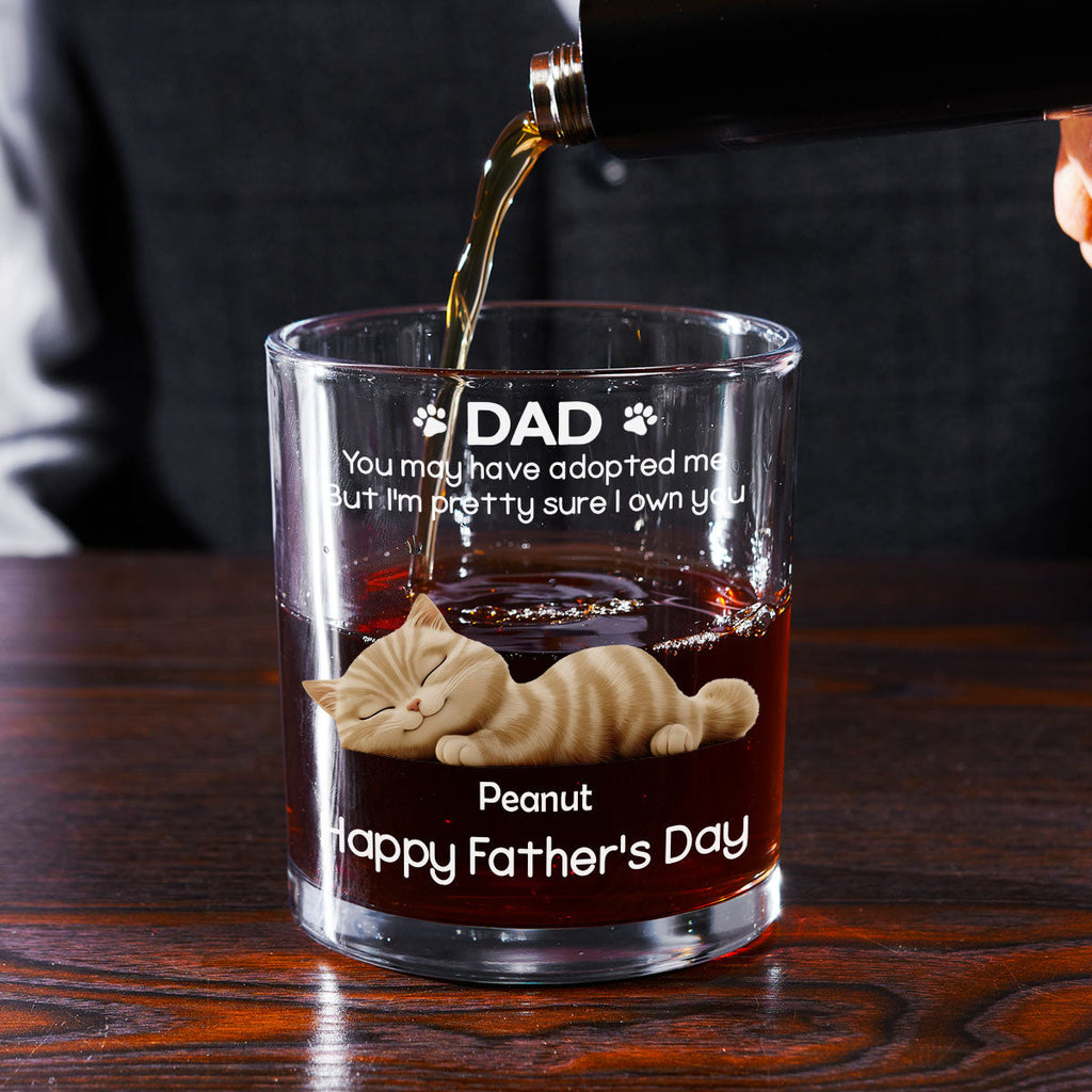 I Own You For Sure Cat Ver - Personalized Whiskey Glass