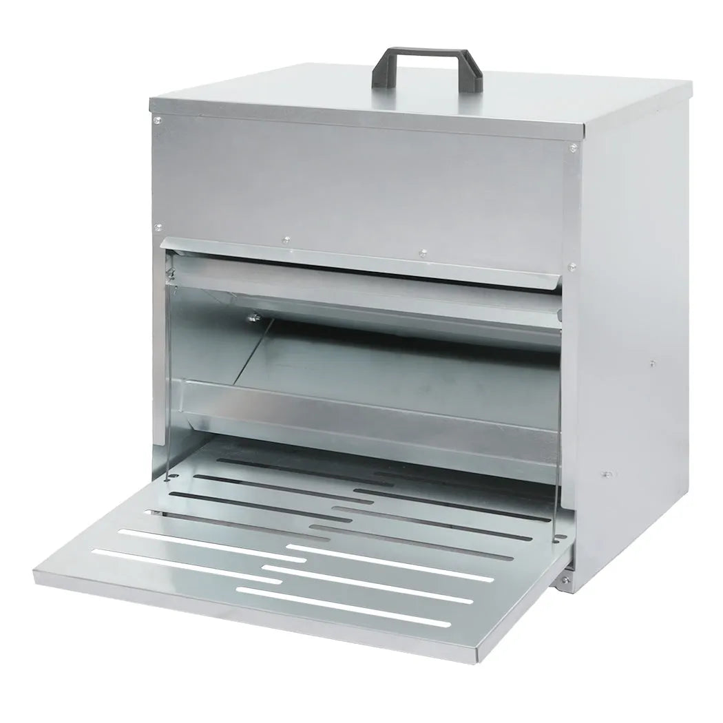 Automatic Chicken Feeder Auto Treadle 10kg Food Dispenser Galvanized Steel