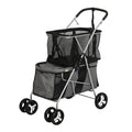 Pet Stroller 2-Tier Pram Dog Cat Carrier Foldable Large 4 Wheels Shopping