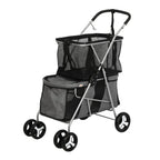 Pet Stroller 2-Tier Pram Dog Cat Carrier Foldable Large 4 Wheels Shopping