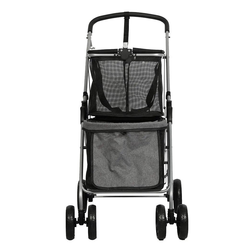 Pet Stroller 2-Tier Pram Dog Cat Carrier Foldable Large 4 Wheels Shopping
