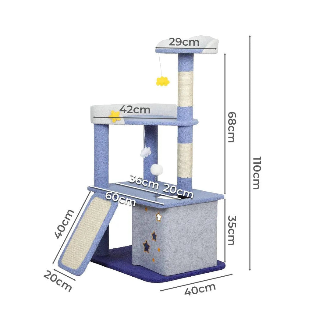 Cat Tree Post Scratching Multi-Level - Blue
