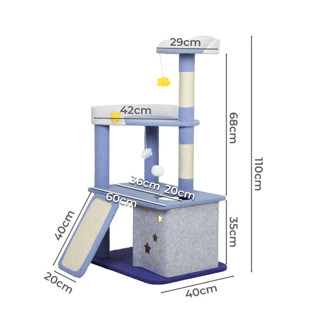 Cat Tree Post Scratching Multi-Level - Blue