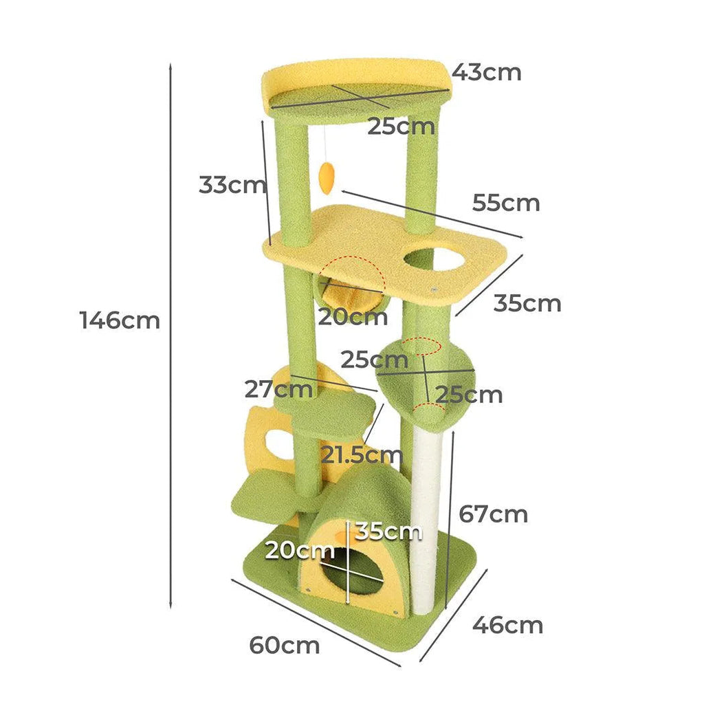 Cat Tree Scratching Post Multi-Level - Green 146cm