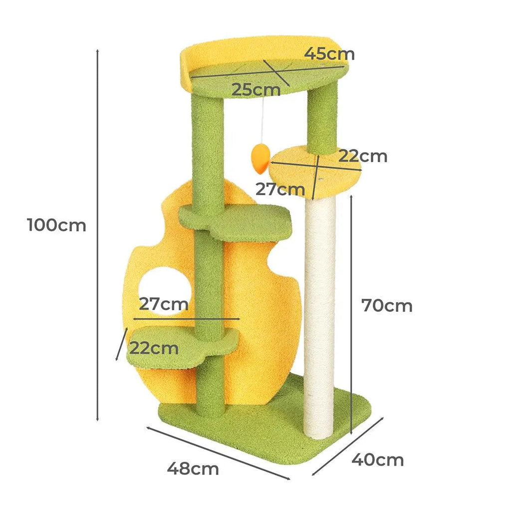 Cat Tree Two-Levels - Green 100cm