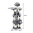 Cat Scratching Post Tower House Grey 141cm