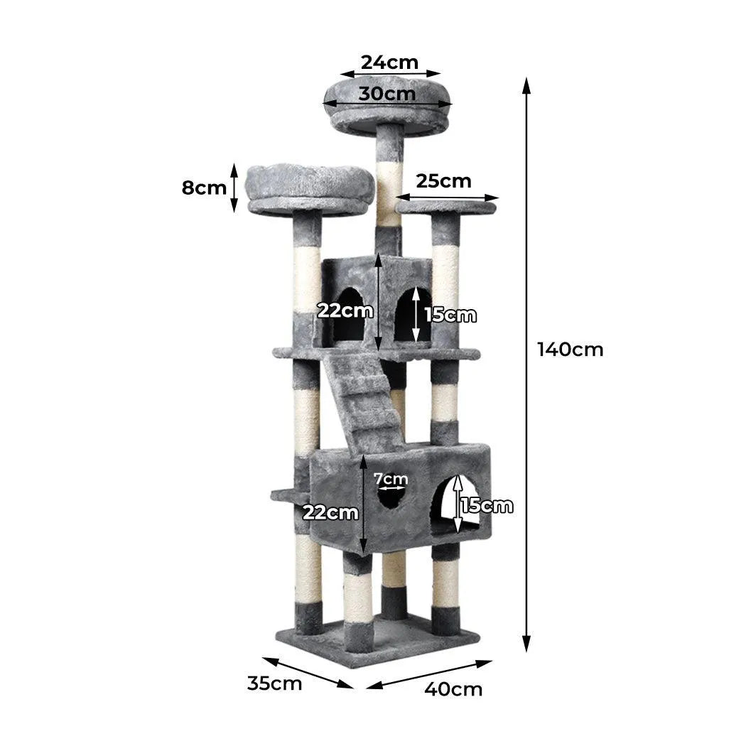 Cat Scratching Post Tower House Grey 141cm