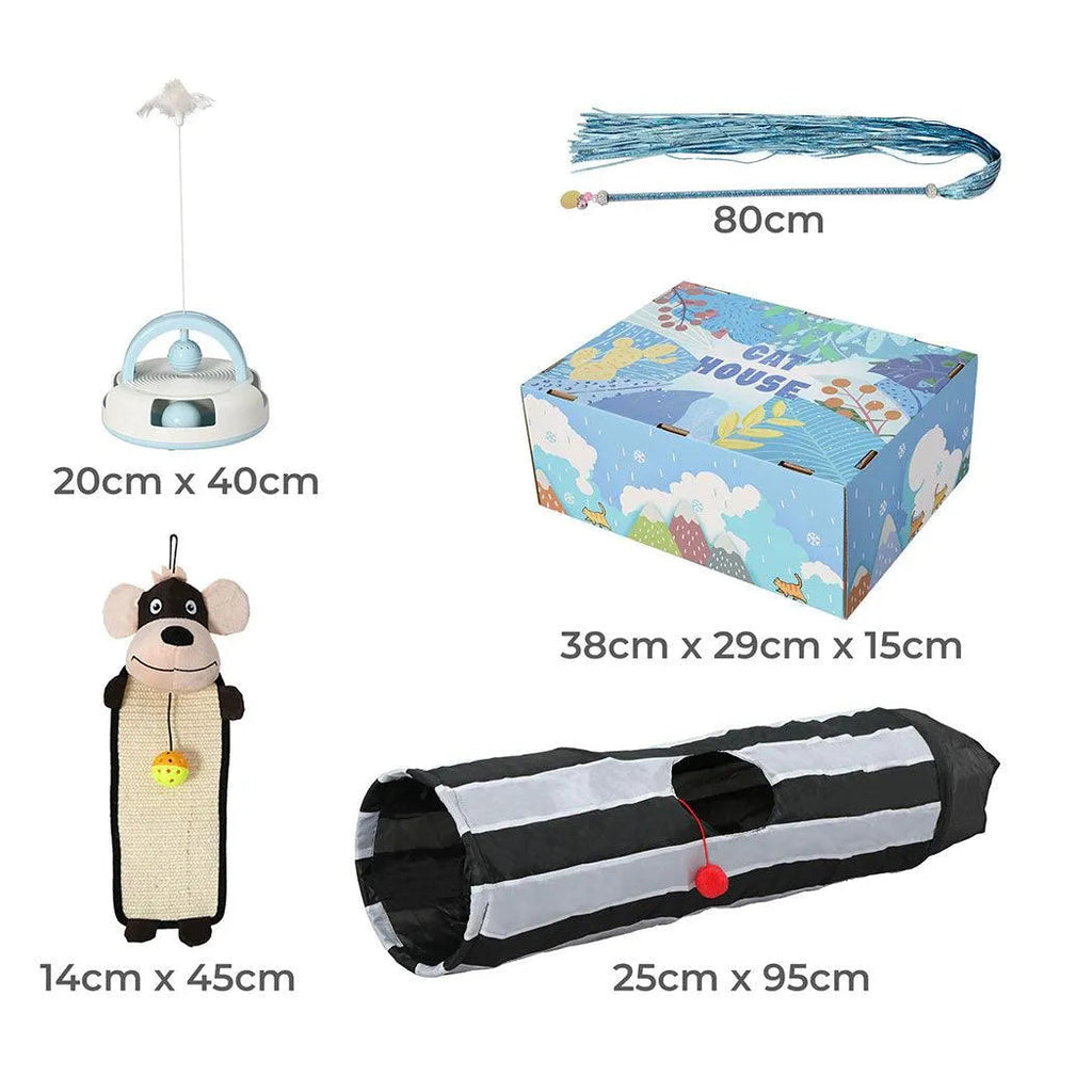 Cat Toys Set Interactive Teaser Scratching Board Tunnel 5 styles