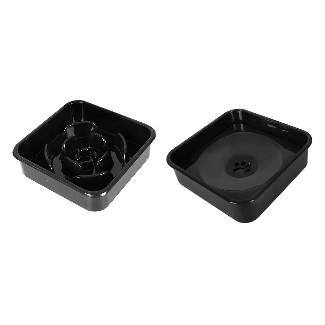 Raised Pet Feeder with No-Spill Slow Feeder Bowl